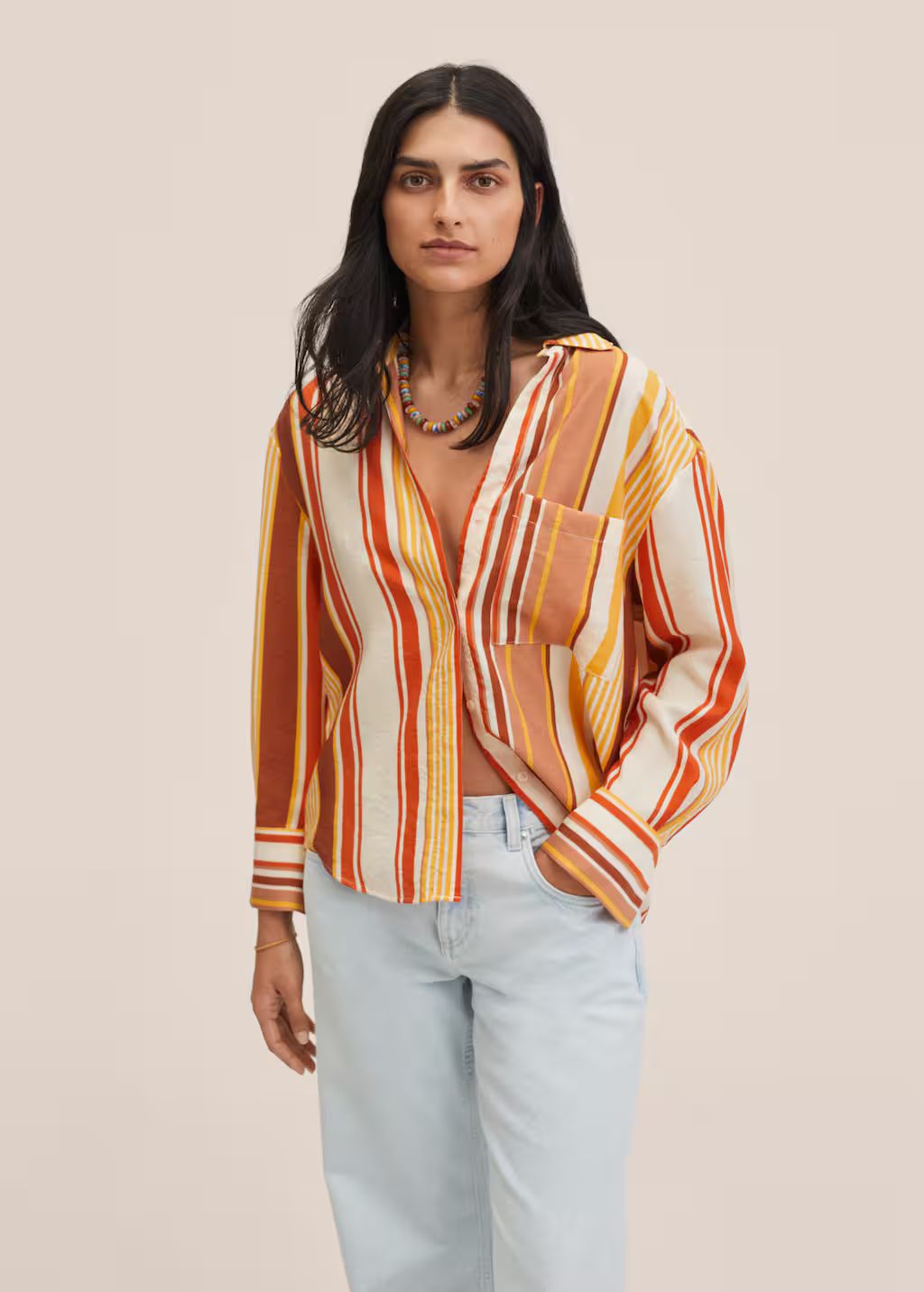 Multicolour striped shirt | MANGO (UK)