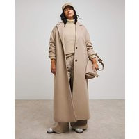 Mocha Faux Wool Maxi Coat | Simply Be (UK)