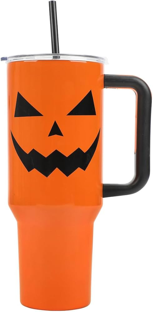 Bioworld Halloween Jack-O’-Lantern 40 Oz Orange Stainless Steel Tumbler with Handle | Amazon (US)
