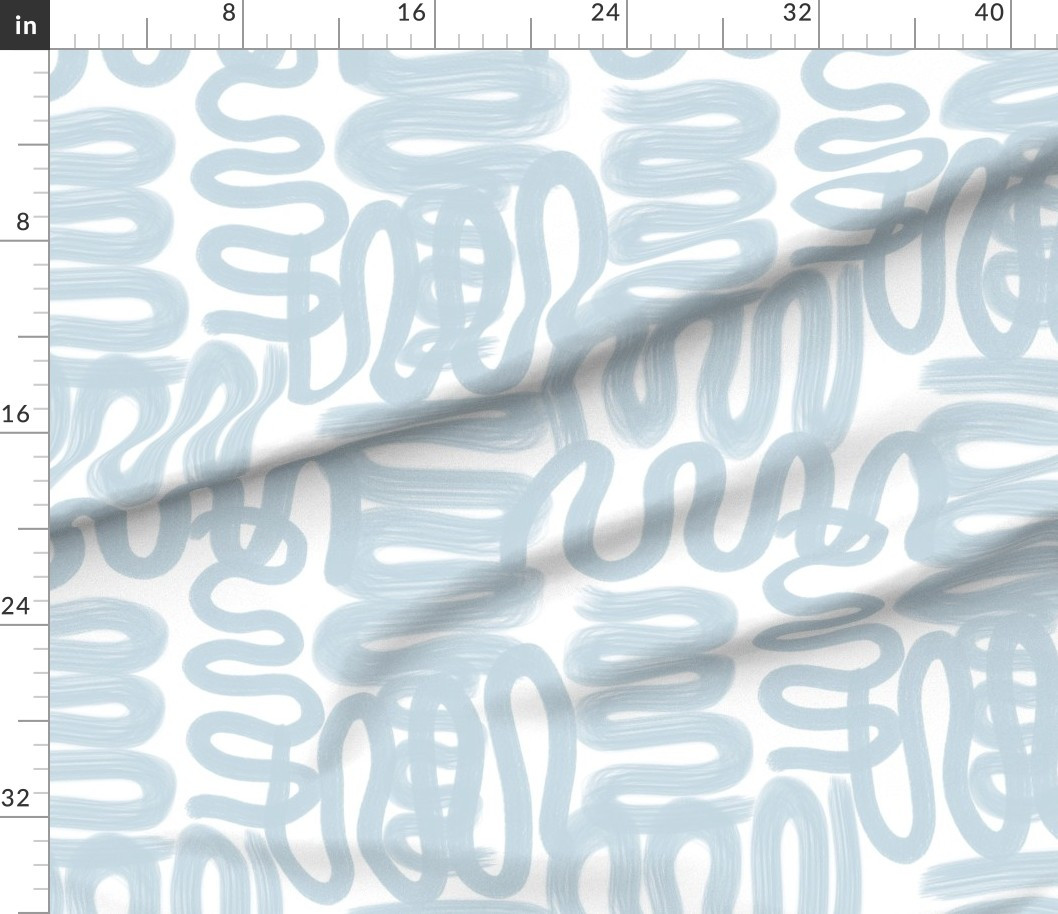 Fabric in squiggle soft blue | Spoonflower