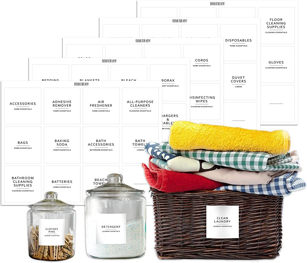 Dekluttr 144 Minimalist Laundry Labels for Organizing Linen, Storage, and Laundry Room Preprinted... | Amazon (US)