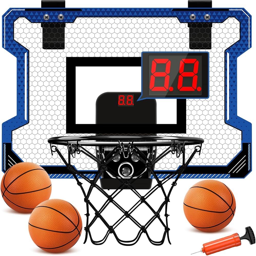 Indoor Mini Basketball Hoop with Electronic Scoreboard - Over The Door Basketball Hoop with 4 Bal... | Amazon (US)