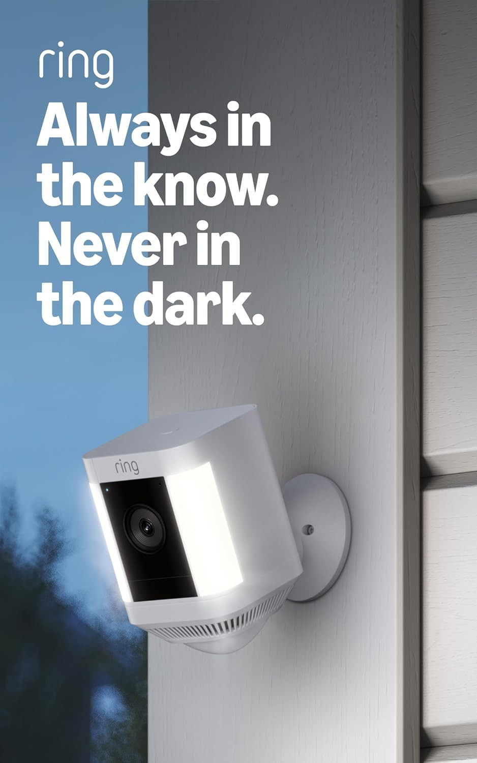 Ring Spotlight Cam Plus, Battery, Home or Business Security with HD video, Two-Way Talk, Color Night Vision, and Security Siren, White | Amazon (US)