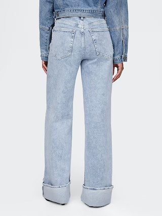 High Rise Stride Cuffed Wide-Leg Jeans | Gap (US)