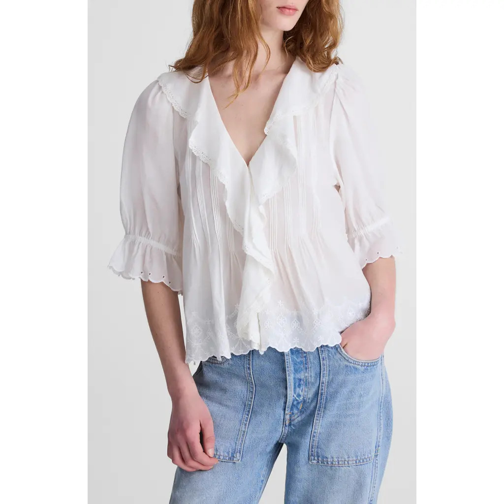 Madewell The Blaire Top in White at Nordstrom, Size Large | Nordstrom