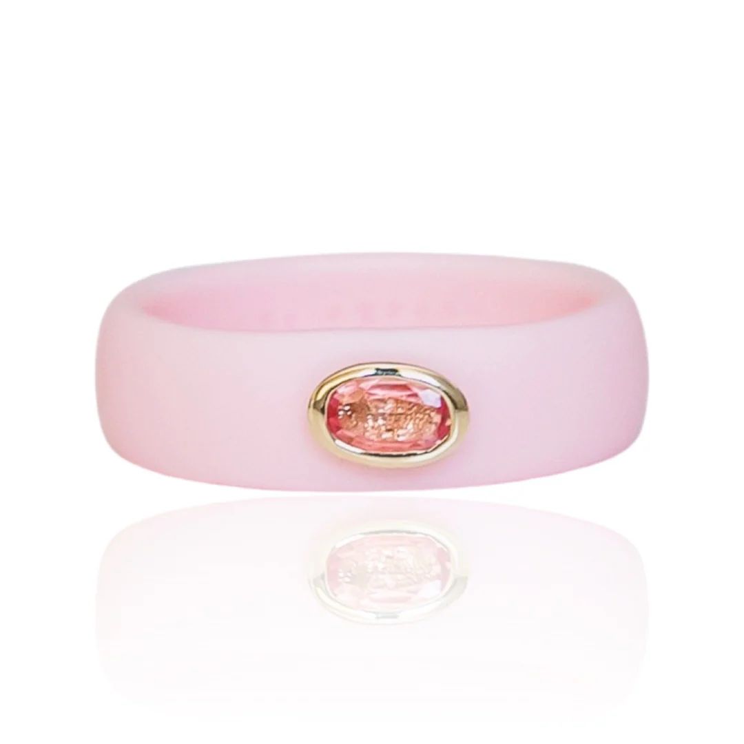 Pink Oval Sapphire Silicone Ring | Casual Carats LLC