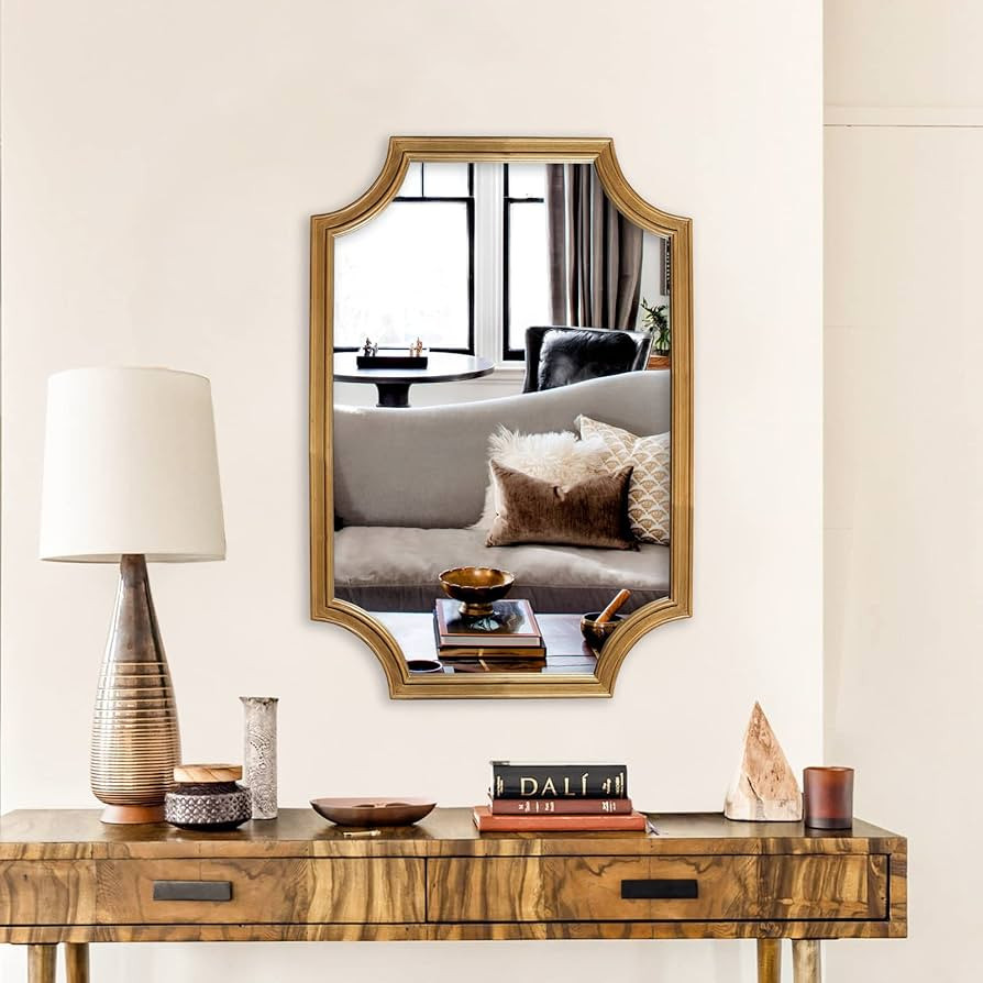 WallBeyond 20" x 30" Full Scalloped Corners Arch Rectangle Wall Mirror with Wood Frame for Entryw... | Amazon (US)
