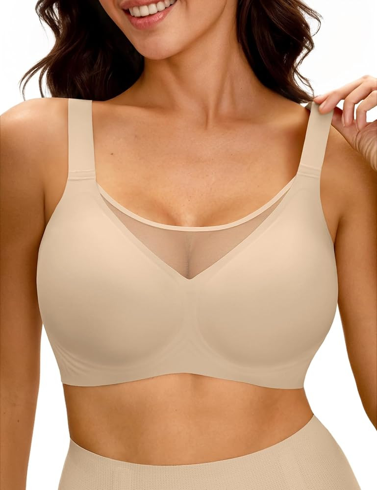 LUCKMEEY Jelly Bras for Women No Underwire Wireless Bras Removable Wide Straps (U/Cross) Push Up ... | Amazon (US)