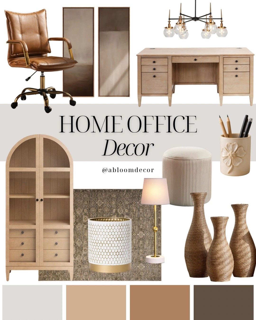 Cozy Tan Home Office Design Inspiration Collage

#LTKHome