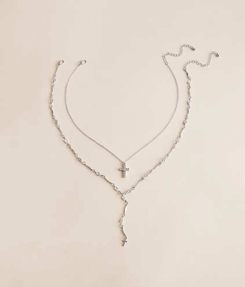 2 Pack Double Cross Necklace Set | Buckle