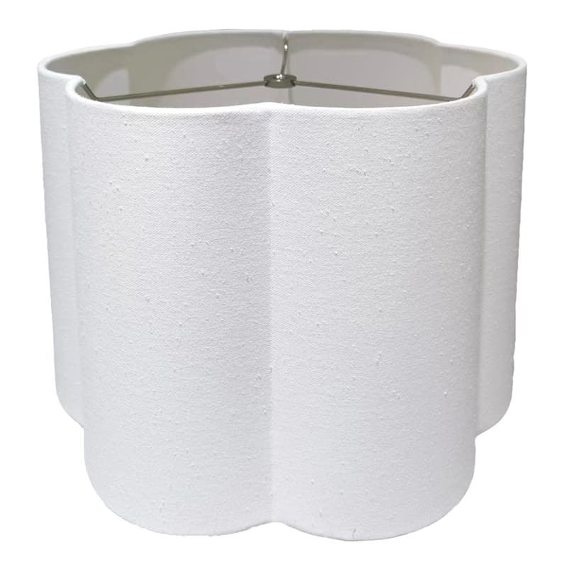 White Scalloped Tapered Drum Medium Table Lamp Shade, 14x16x11 | At Home