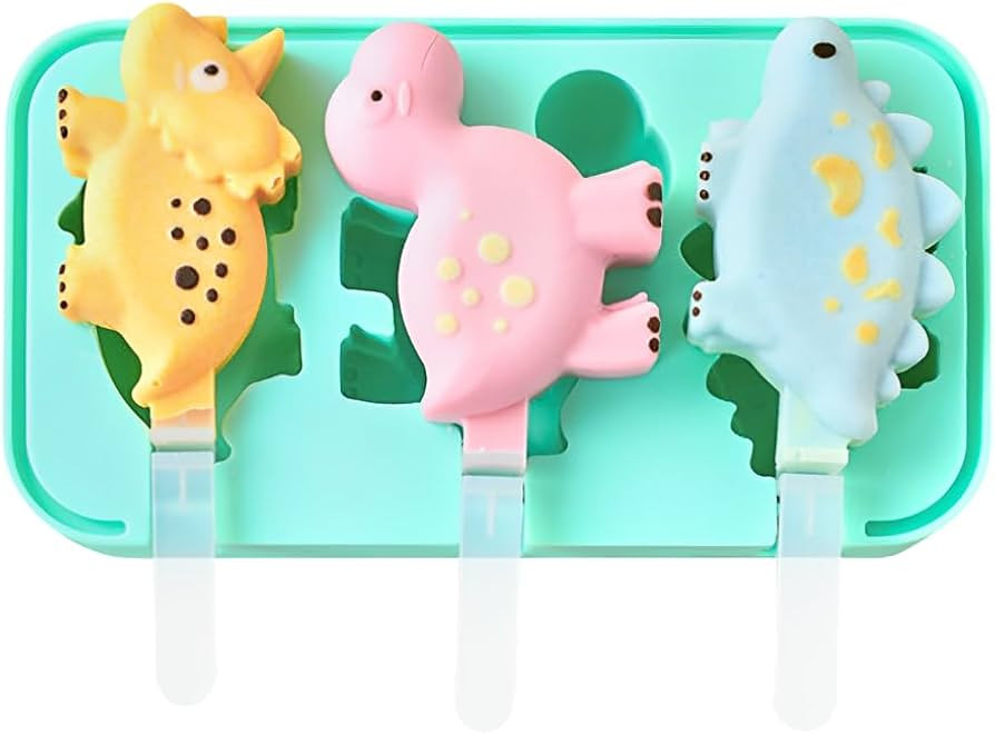 KAISHANE Dinosaur Silicone Popsicle Molds Ice Pop Molds Maker with BPA Free Reusable Ice Lolly Mo... | Amazon (US)