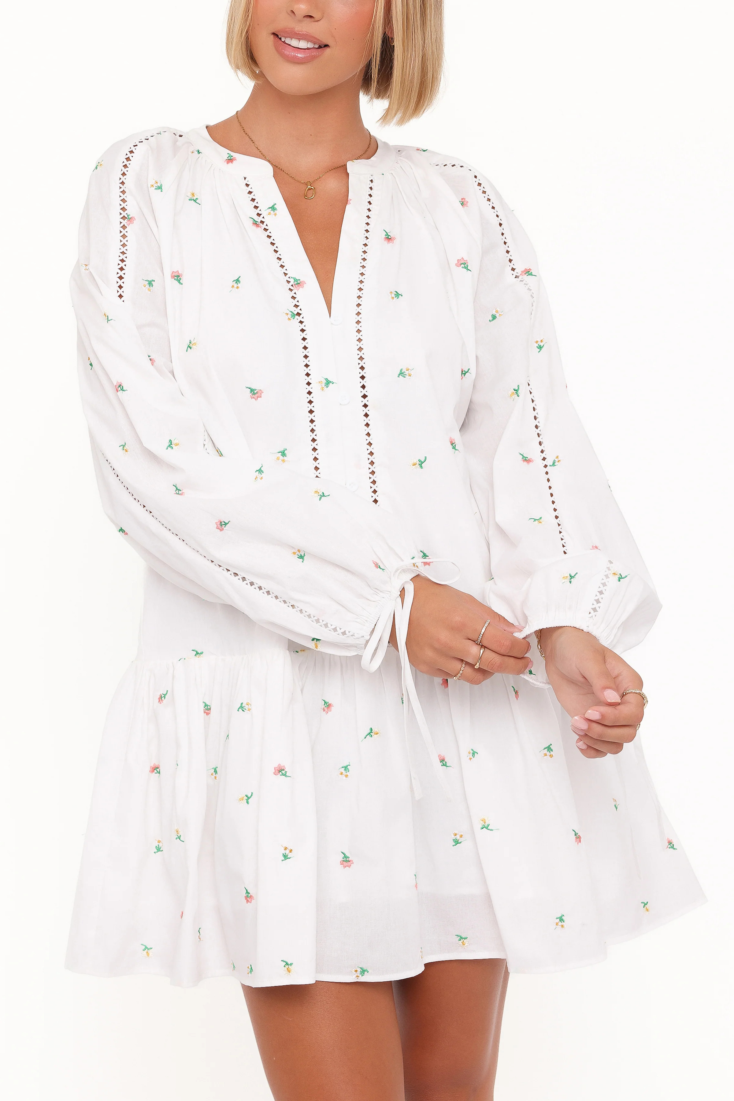 Hart Long Sleeve Mini Dress - White Floral | Petal & Pup (US)