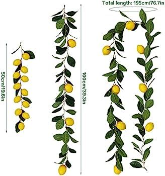 Amazon.com: SAHLA 76.7inch Artificial Lemon Garland Greenery Garland with Foam Yellow Lemons Spri... | Amazon (US)