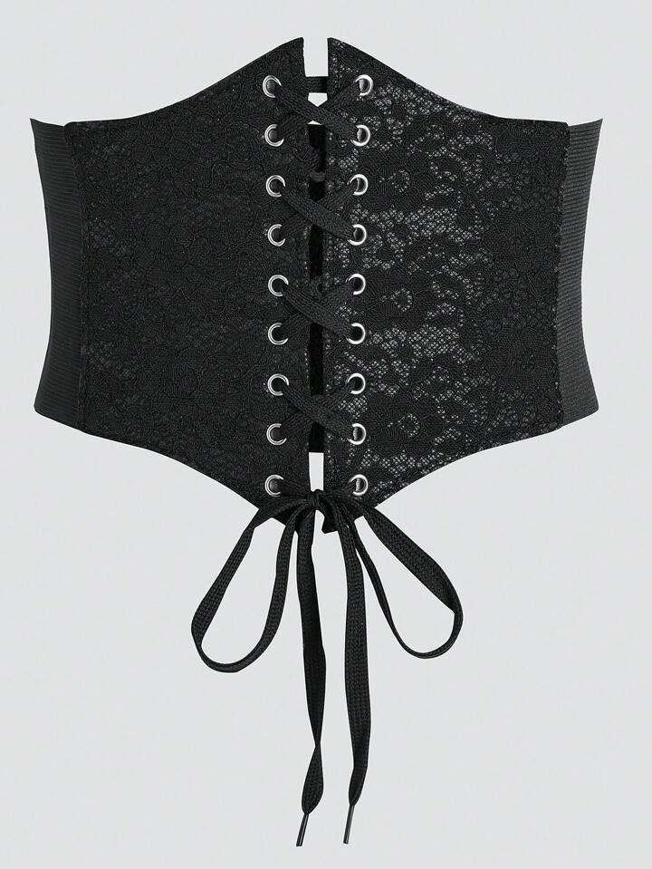 1pc Women's Black Sexy Lace Waist Trainer Suitable For Daily Commute Elegant | SHEIN