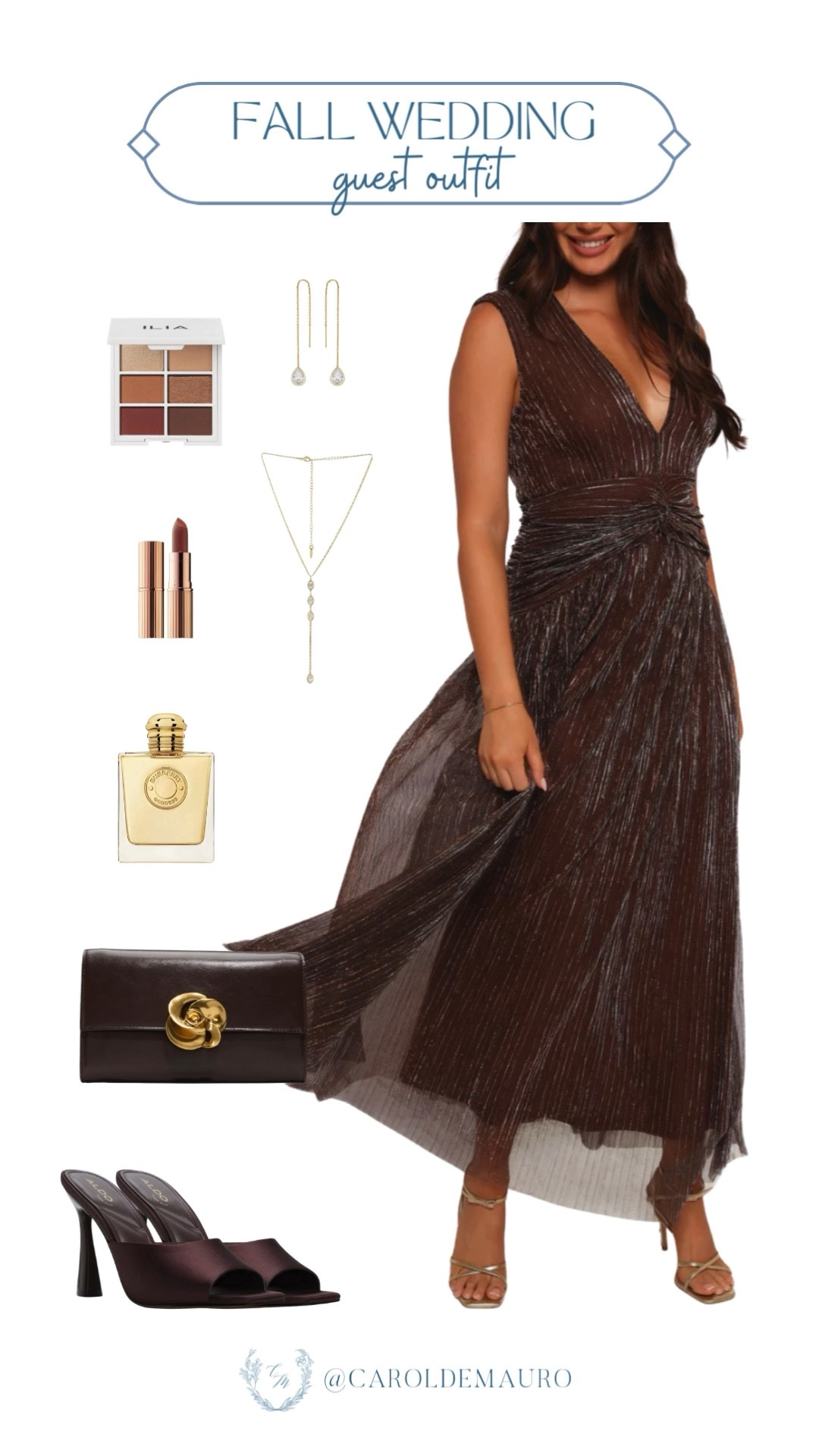 Finding the perfect wedding guest outfit can be tough, but this one makes it so easy. Look how elegant this bronze maxi dress is, and the accessories keep it feeling fresh and modern.

formal wear, wedding look, party outfit, cocktail dress, style inspo, petite fashion, fall outfit, jewelry finds

#LTKWedding #LTKStyleTip #LTKSeasonal