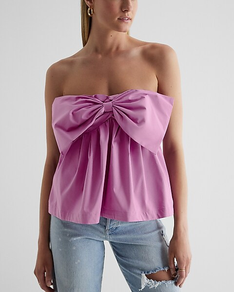 Strapless Bow Peplum Tube Top | Express