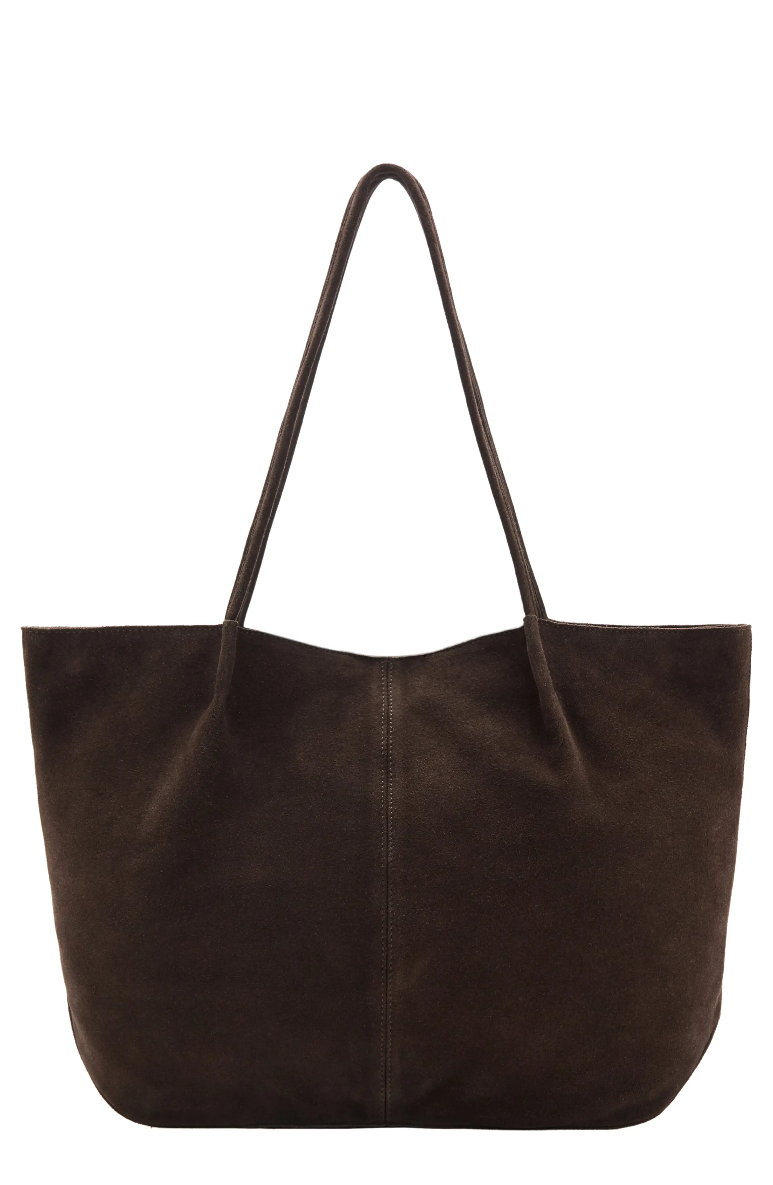 MANGO Suede Shoulder Bag in Chocolate at Nordstrom | Nordstrom
