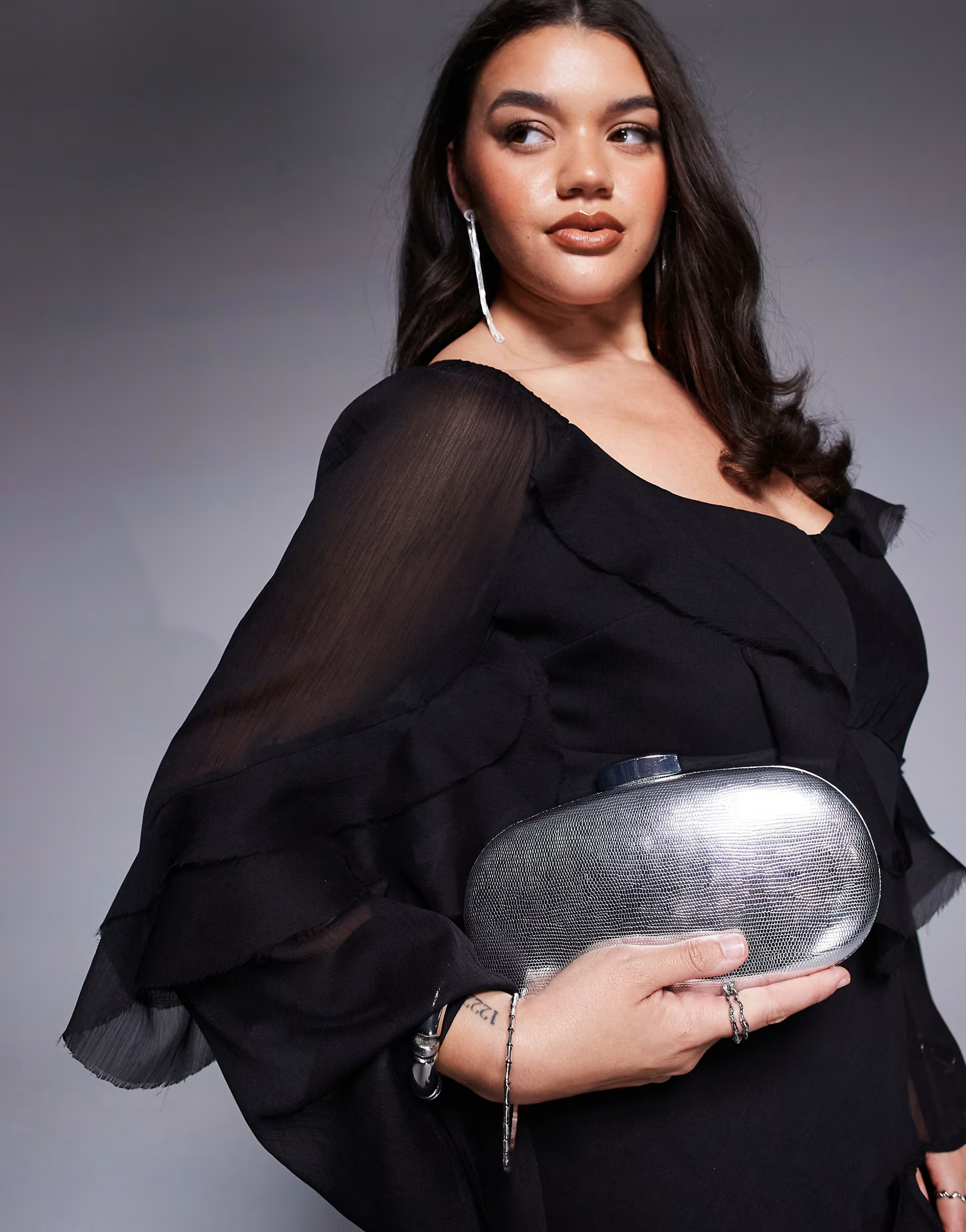 True Decadence textured metallic clutch bag in silver | ASOS | ASOS (Global)