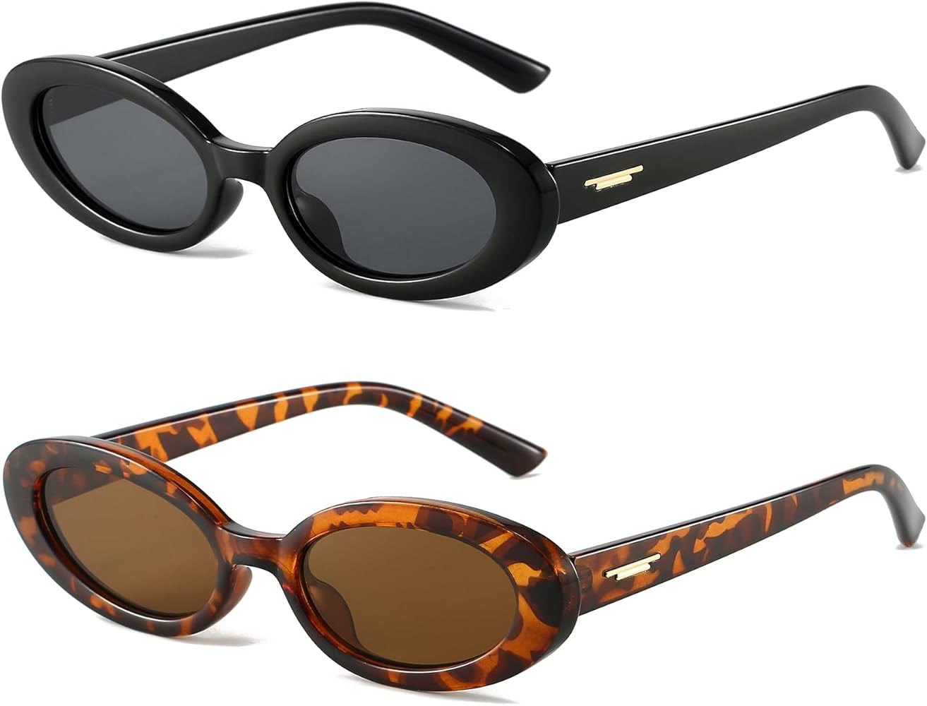 Retro Oval Sunglasses for Women 90s Vintage Womens Tiny Small Oval Glasses Fashion Black Cat Eye ... | Amazon (US)