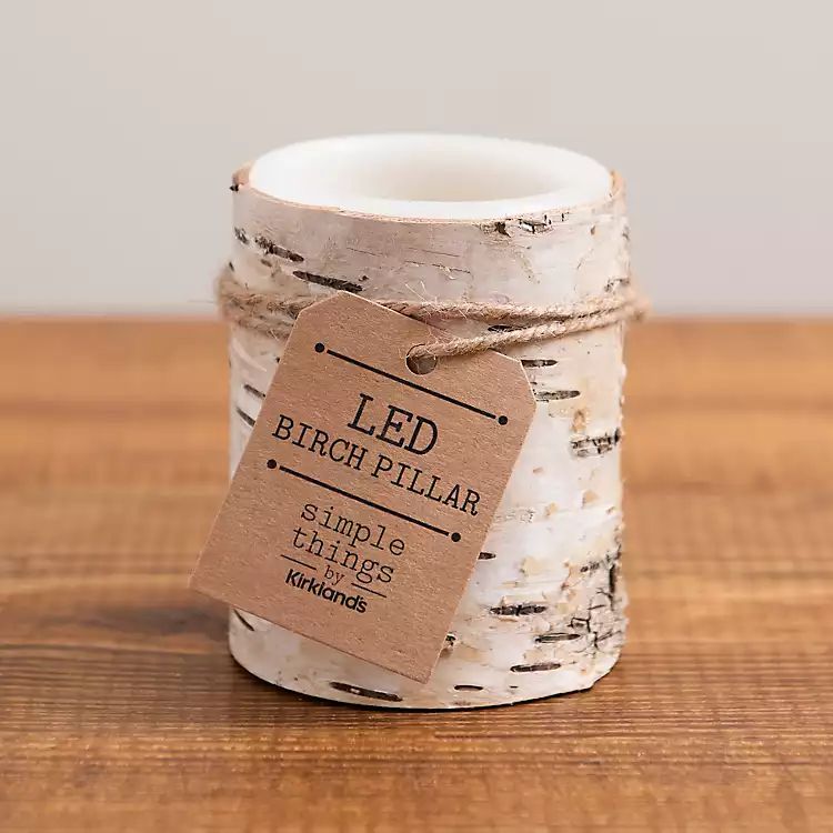 Birch Bark LED Pillar Candle, 4 in. | Kirkland's Home