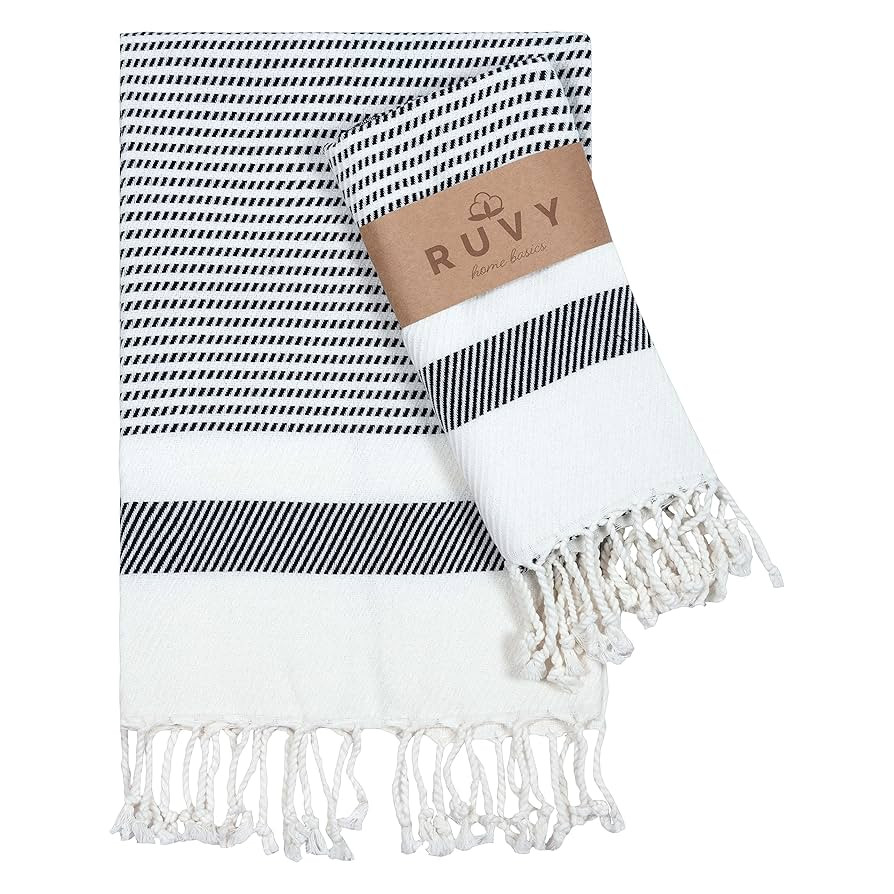 Ruvy Home Basics Turkish Hand Towels for Bathroom Set of 2 | 18"x40", Cotton | Decorative Towel f... | Amazon (US)