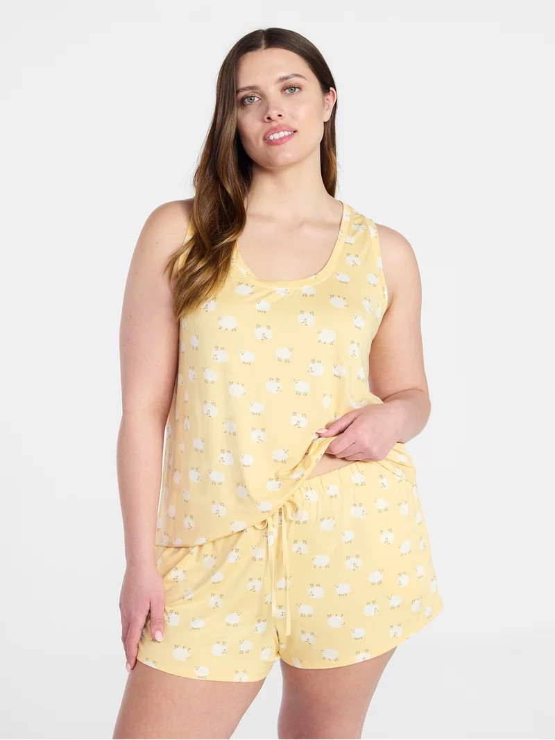 Joyspun Women's Tank Top and Shorts Pajama Set, 2-Piece, Sizes XS-3X | Walmart (US)