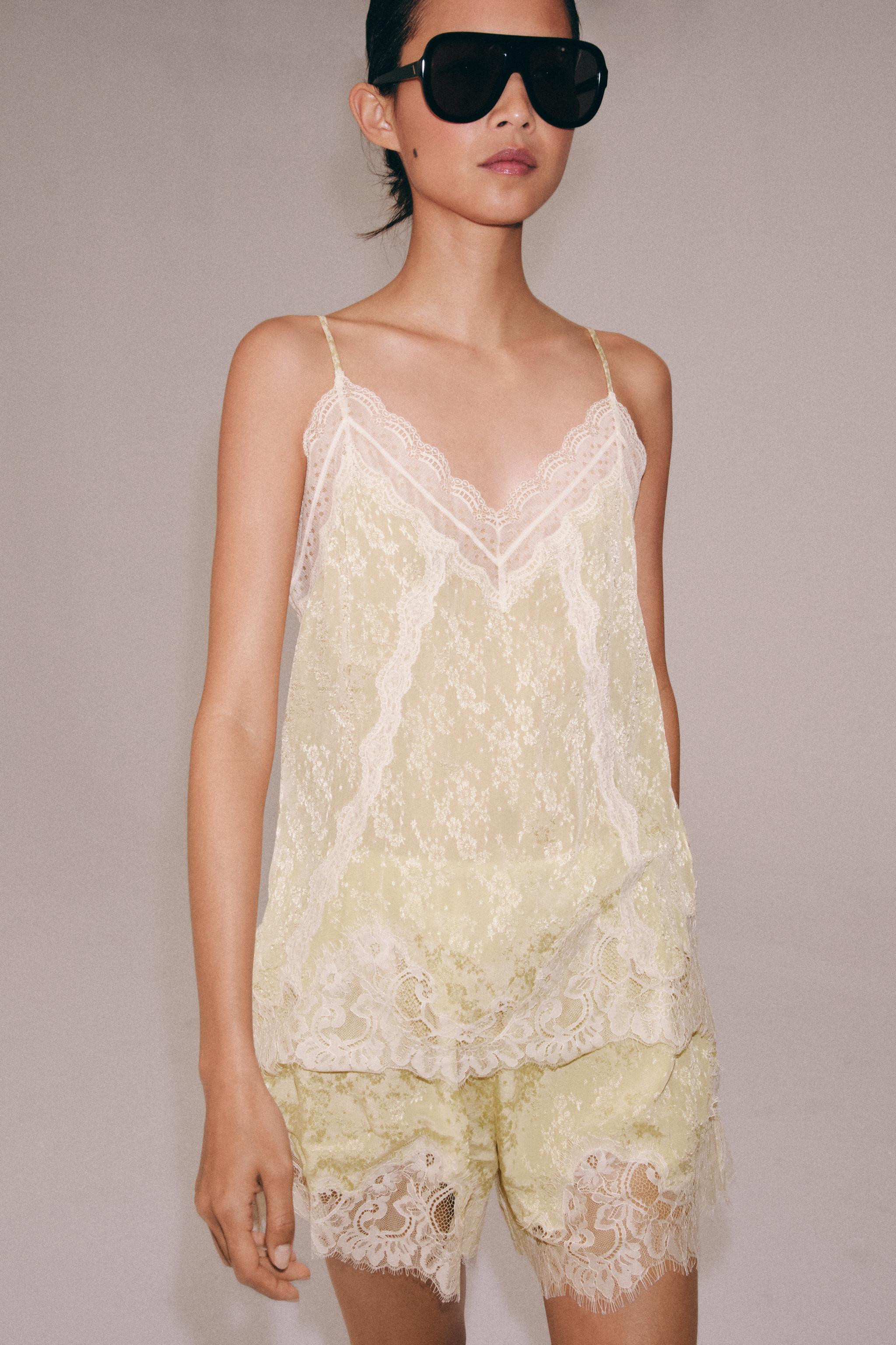ZW COLLECTION JACQUARD LACE TOP | Zara AU