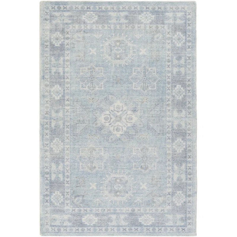 Rakel Oriental Hand-Tufted Wool Denim/Sky Blue Area Rug | Wayfair North America