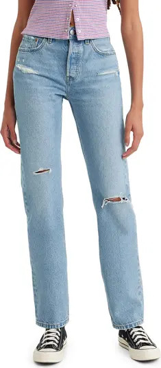 501® Distressed Button Fly Straight Leg Jeans | Nordstrom Rack