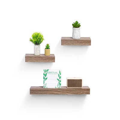 SEVOBAL Decorative Bookshelf Floating Shelves Wall Mounted Wood Shelves, Hanging Shelf Storage Decor Wall Shelves, Beige, 23.62"*3.94"*1.57" | Target