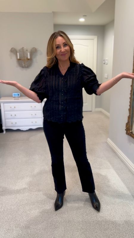 Quickie style tip! Sometimes the little adjustment of the neckline can totally change up the look of your outfit. This top felt a bit stuffy, especially because I am wearing all black, so the simple tweak of opening up the top a little made all the difference!

#LTKover40 #LTKstyletip