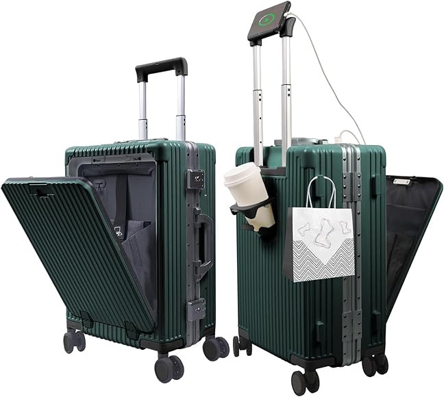LAZEYARD Aluminum Frame Carry On Luggage with Cup Holder and Usb Port, Front Compartment, TSA Loc... | Amazon (US)