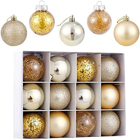 AUXO-FUN 2.36" 28ct shatterproof Christmas Ball Ornaments in 5 finishes for Christmas Tree Decoratio | Amazon (US)