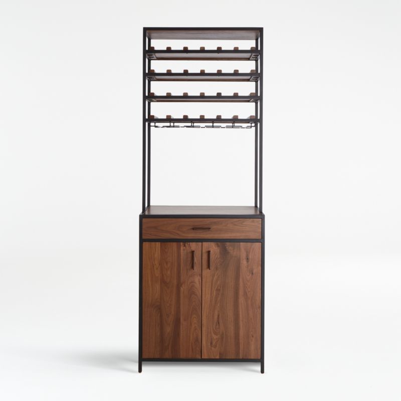 Knox Black Tall Storage Wine Tower + Reviews | Crate and Barrel | Crate & Barrel