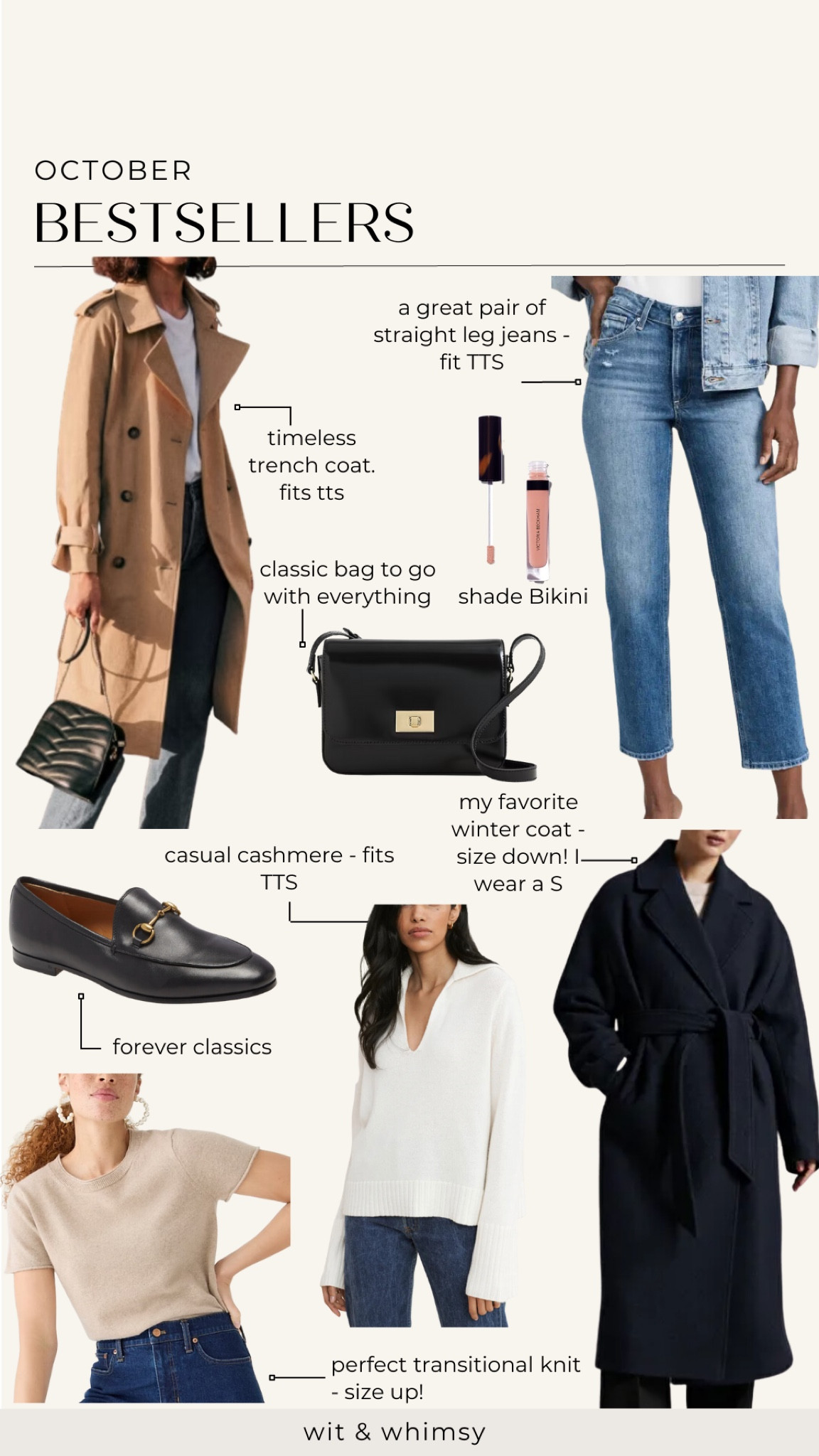 October bestsellers! Ankle crop jeans trench coat crossbody bag lip gloss Gucci loafers pullover cashmere sweater wrap coat cashmere tee 

#LTKSeasonal