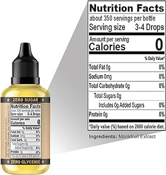 Monk Drops - 100% Monkfruit Liquid Sweetener, Zero Glycemic, Zero Calories, Zero Sugar, No Added ... | Amazon (US)
