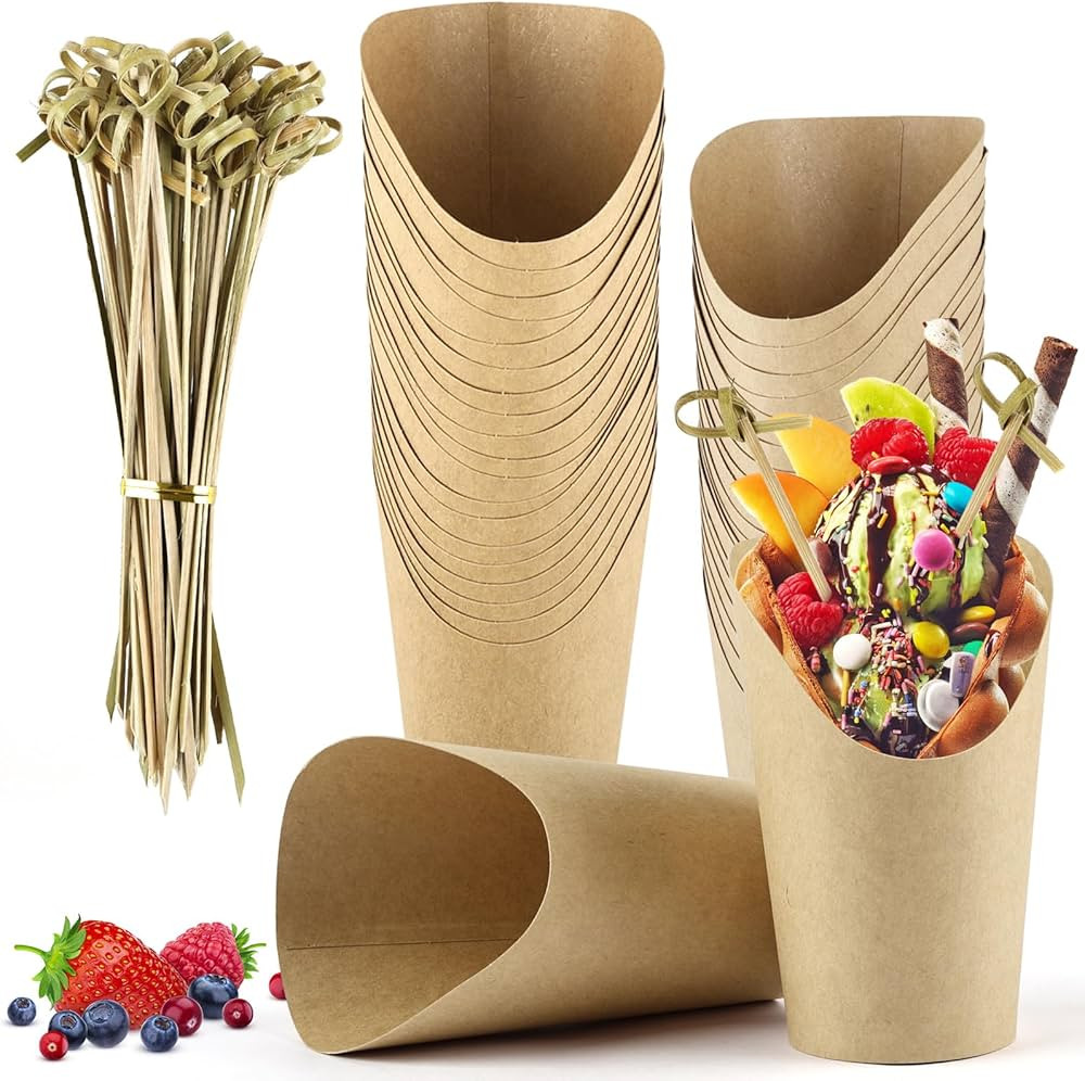 50 Pcs Charcuterie Cups with 100 Cocktail Picks, Disposable 12oz Kraft Paper Snack Cup, Appetizer... | Amazon (US)