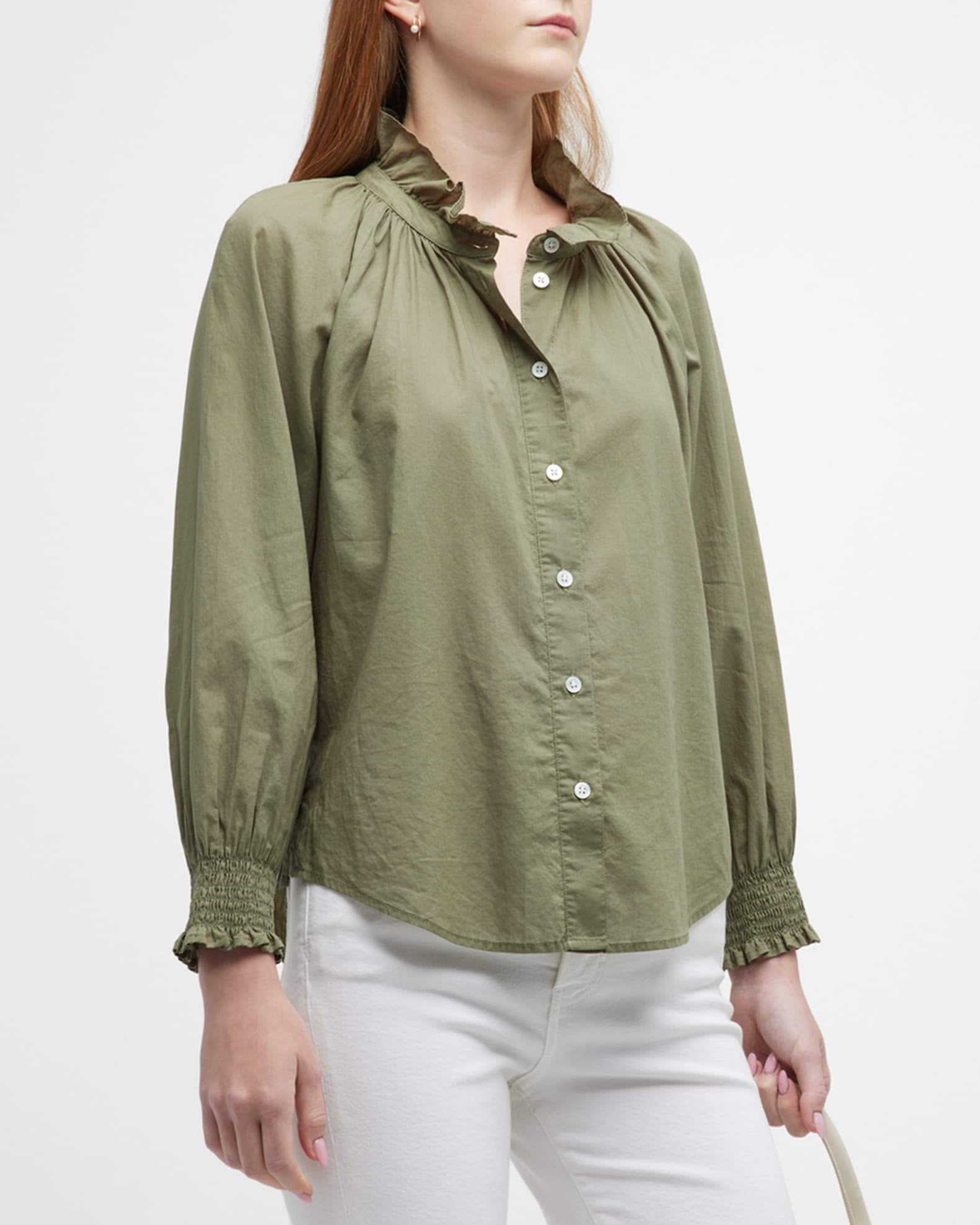 Calisto Classic Ruffle Collared Shirt | Neiman Marcus
