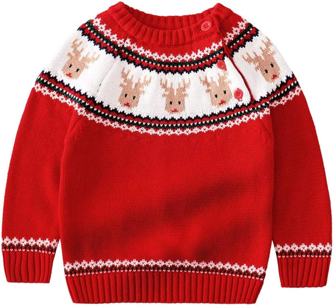 Miccina Baby Toddler Boys Christmas Sweater Girls Knit Pullover Sweatshirt Outfit Kids Ugly Basic To | Amazon (US)