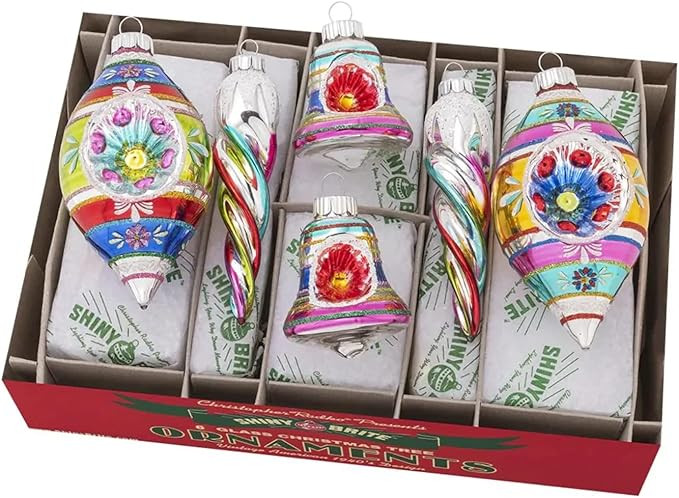 Shiny Brite Christmas Confetti 6 Count 4" Count Mixed Shapes | Amazon (US)