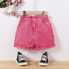 Tween Girl Solid Color Denim Shorts With Pockets For Summer Casual Outfits | SHEIN