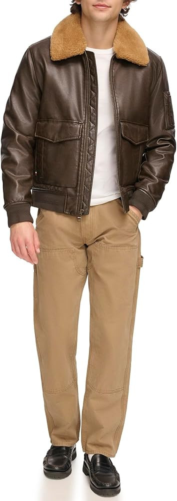Tommy Hilfiger Men's Faux Leather Bomber Jacket | Amazon (US)