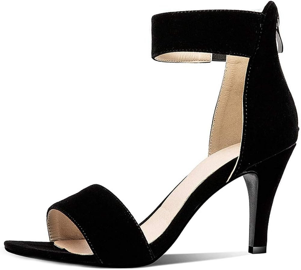 MIOKE Women's Open Toe Kitten Heels Sandals Ankle Strap Zipper Fashion Stilettos Heeled Party Pum... | Amazon (US)
