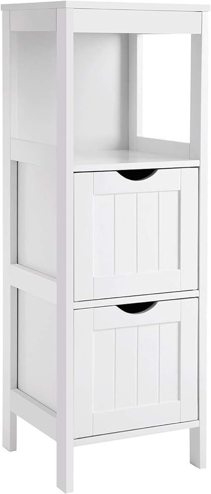VASAGLE Floor Cabinet Multifunctional Bathroom Storage Organizer Rack Stand, 2 Drawers, White | Amazon (US)