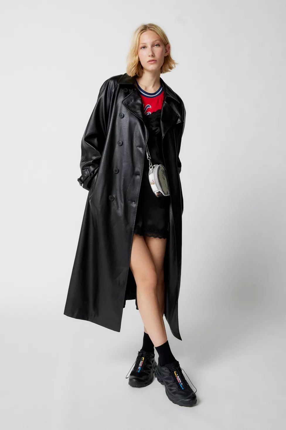 UO Clara Faux Leather Trench Coat | Urban Outfitters (US and RoW)