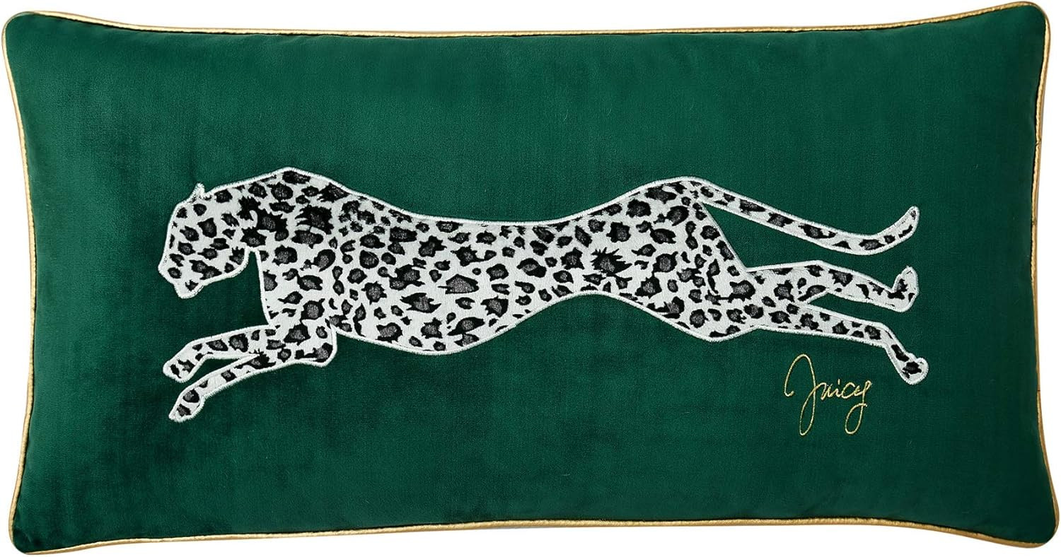 Juicy Couture Velvet Cheetah Decorative 1-Piece Indoor/Outdoor Pillow, 1 Count (Pack of 1), Green | Amazon (US)