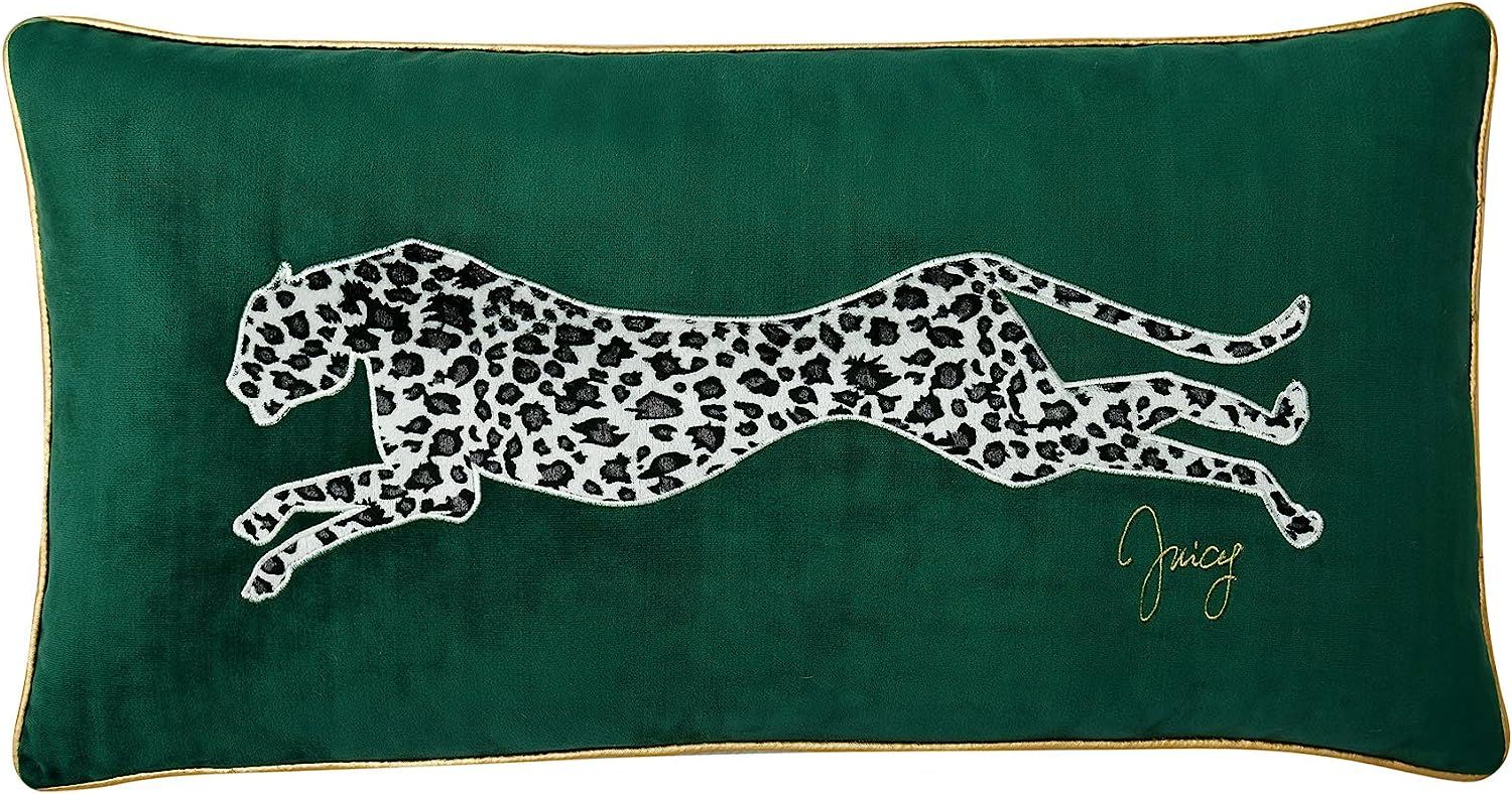 Juicy Couture Velvet Cheetah Decorative 1-Piece Indoor/Outdoor Pillow, 1 Count (Pack of 1), Green | Amazon (US)