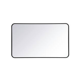 Timeless Home 40 in. H x 24 in. W Black Modern Soft Corner Rectangular Wall Mirror WM1602440BK - ... | The Home Depot