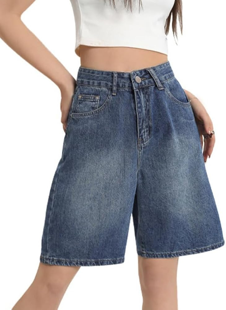 EMMIOL Denim Shorts Embroidered Jorts Baggy Wide Leg Summer Casual Jean Shorts Y2K Hip-Hop 2025 F... | Amazon (US)